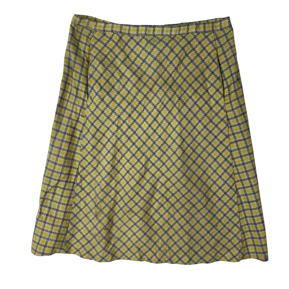 Title: Vintage 60s Yellow Check Skirt Shepherd Plaid Metal Zip 34W Large As-Is